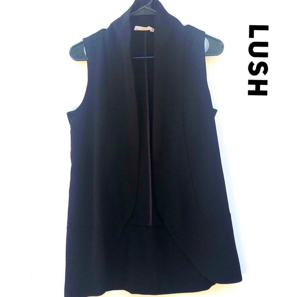 Lush Tops - Lush Black Sleeveless Duster Jacket